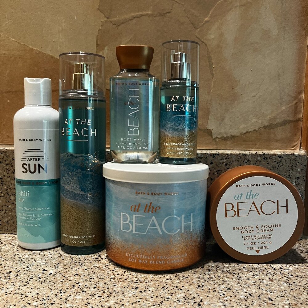 Bath and Body Works At The Beach Candle Body Butter , Body Spray, Etc.